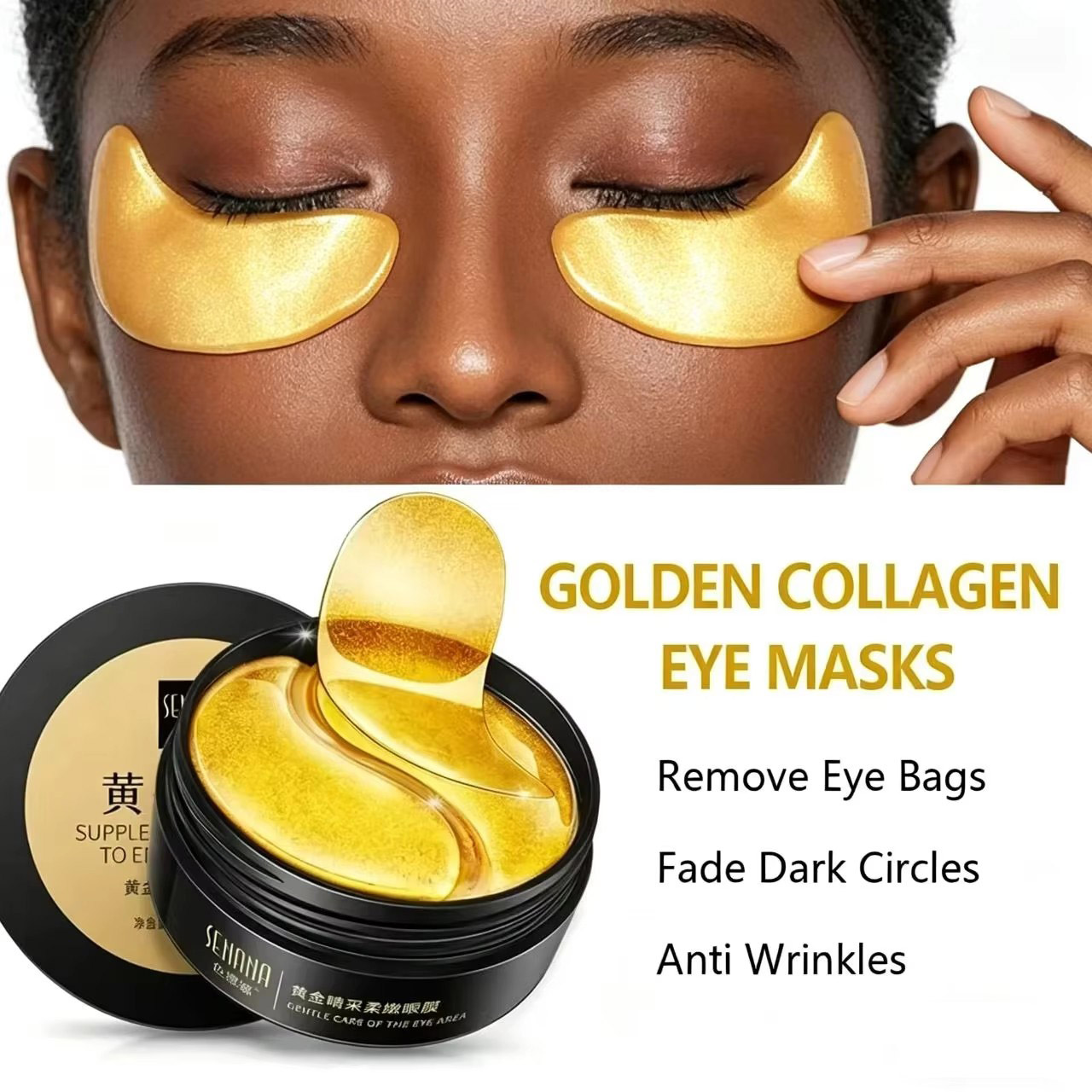 Eye Pad Collagen - 60 Mascarillas Doradas Hidratantes para Ojos,