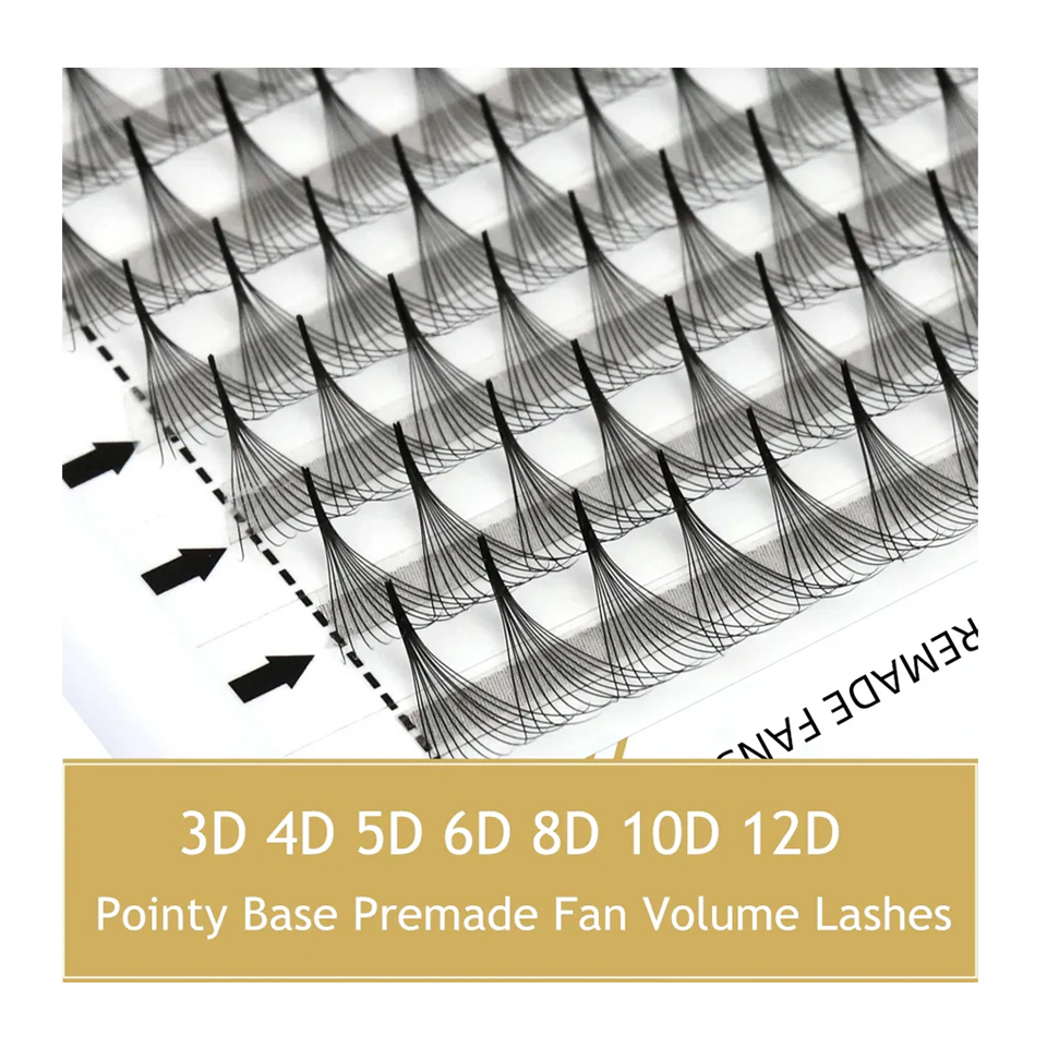 Eyelash Extension Russian - RUJADE, Base estrecha puntiaguda, abanicos prefabricados,